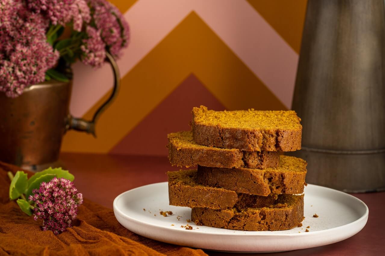 slices-of-pumpkin-bread-on-white-plate