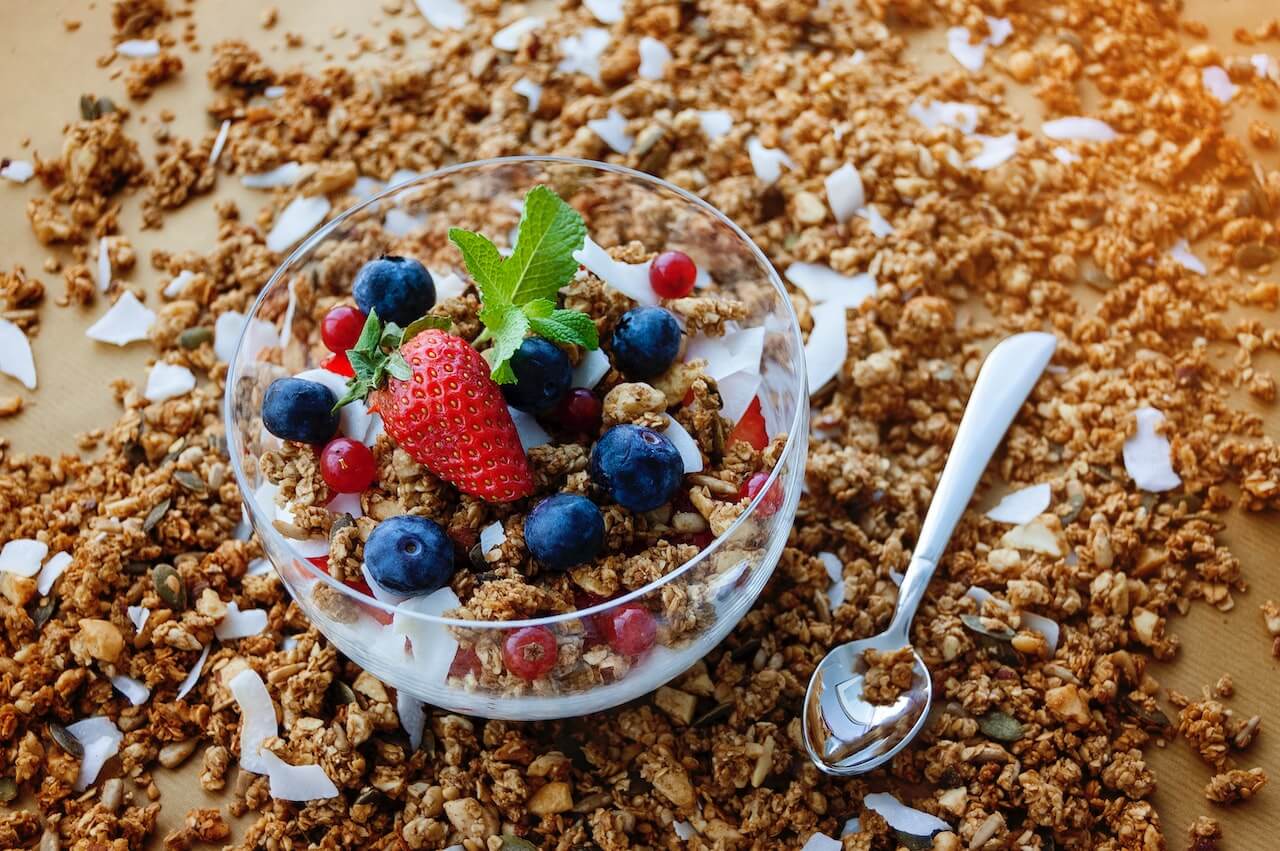 a-bowl-of-granola-and-fruits