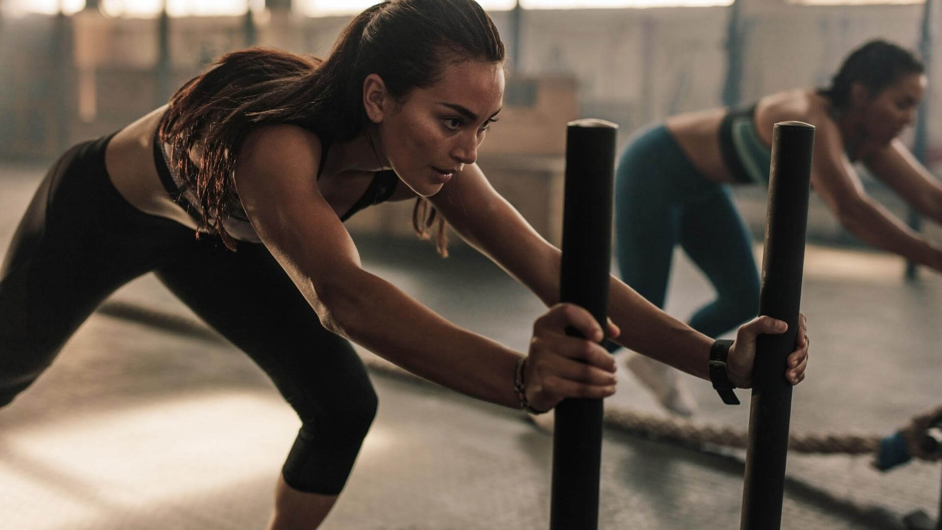 Woman in the middle of a high-intensity workout