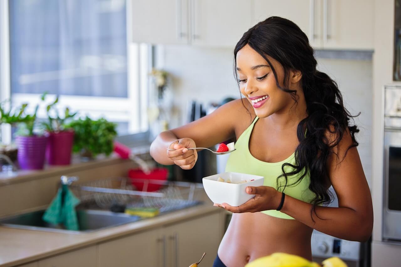 Woman having breakfast