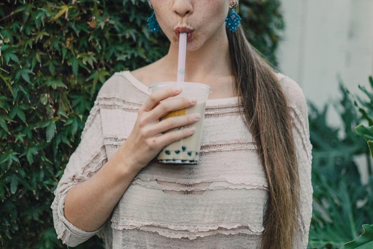 Woman-sipping-bubble-tea