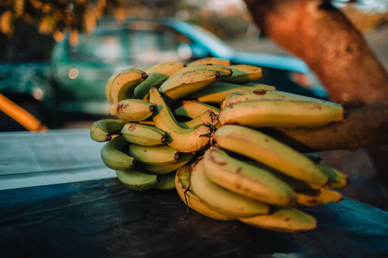 Bananas on a table