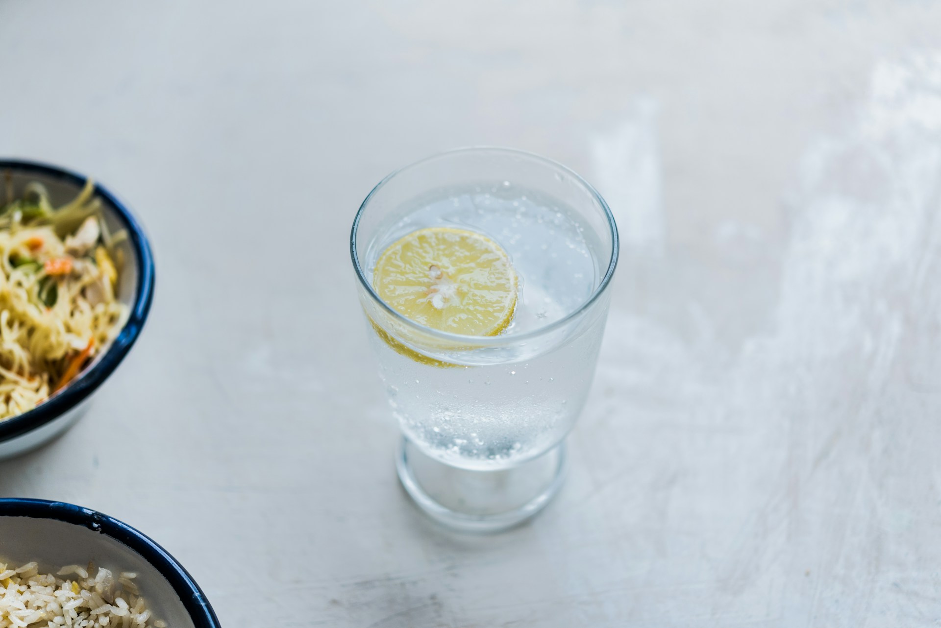 A glass of seltzer water